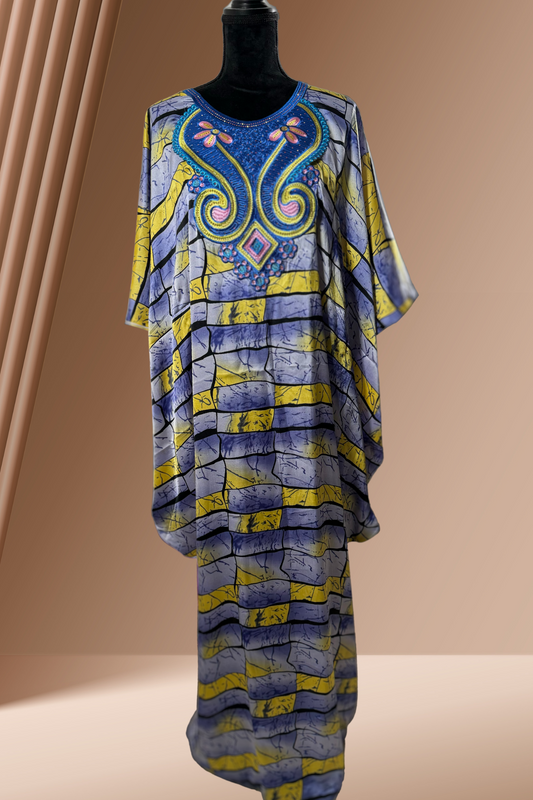 Broderad Afrikansk klänning | Kaftan i tryckt siden