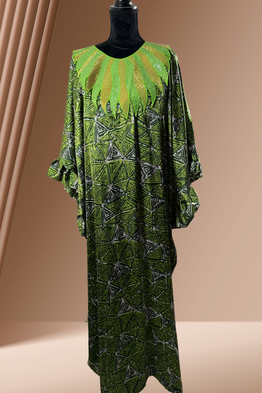 Broderad Afrikansk klänning | Kaftan i tryckt siden