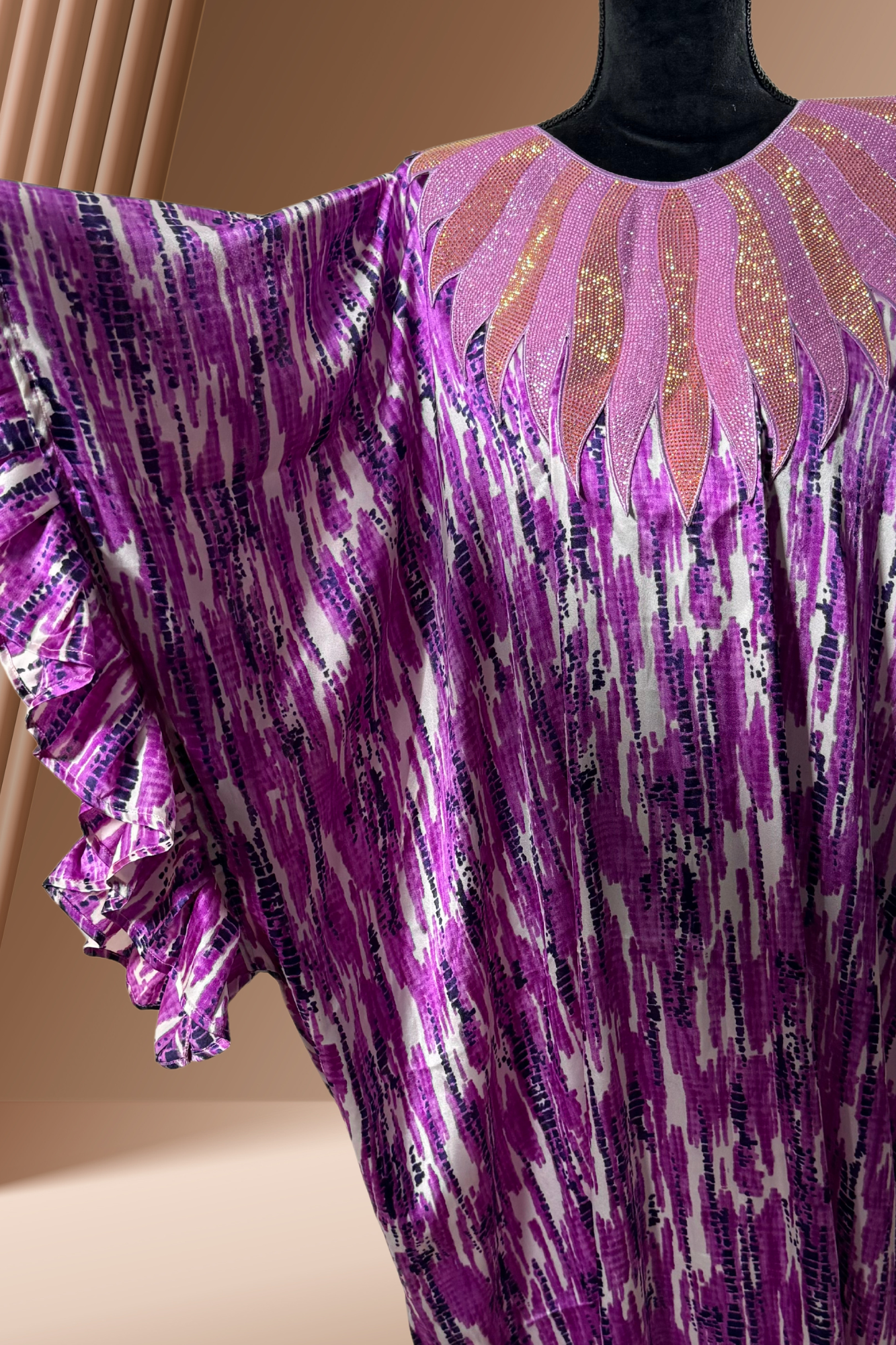 Broderad Afrikansk klänning | Kaftan i tryckt siden