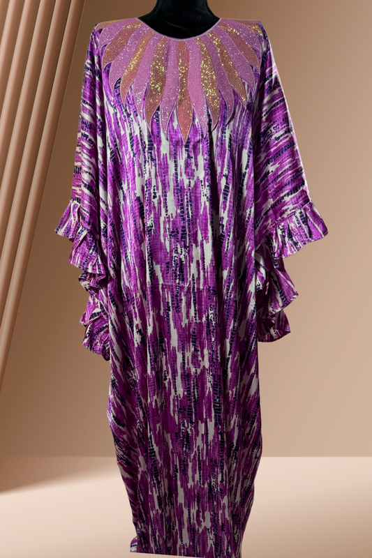 Broderad Afrikansk klänning | Kaftan i tryckt siden